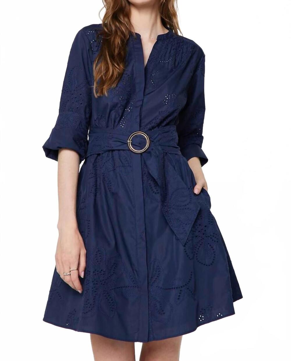 NEW CURRENT AIR annapolis eyelet shirt dress in navy
